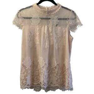 Ultra Pink Lace Baby Doll Top NWT Size M